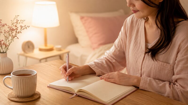 ノートに気持ちを書き出す女性